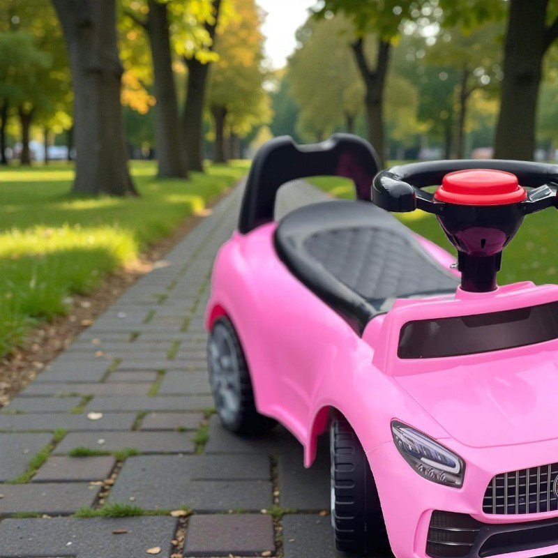 Procart Masinuta ride-on roz sezut ergonomic cu spatar volan 66x29x36 cm
