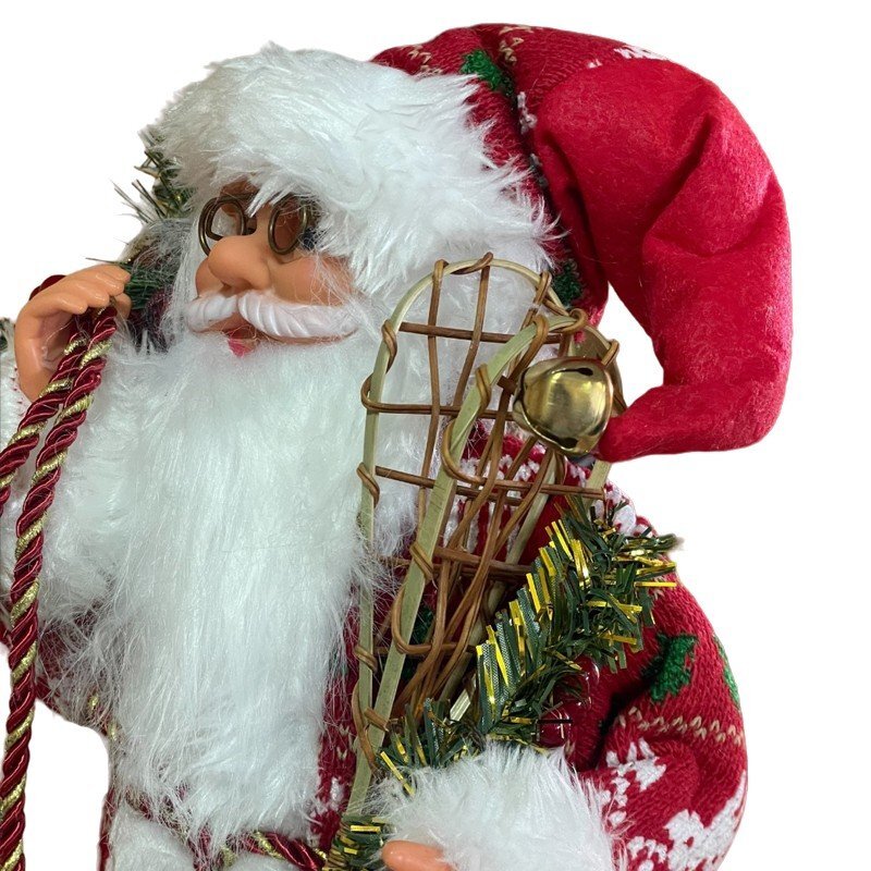 Procart Mos craciun 45 cm figurina pentru interior imprimeu reni