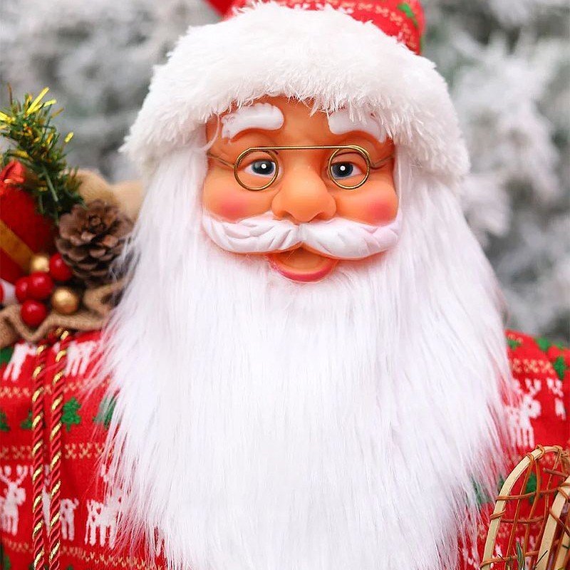 Procart Mos craciun 60 cm figurina decorativa saculet cadouri caciula cu clopotel