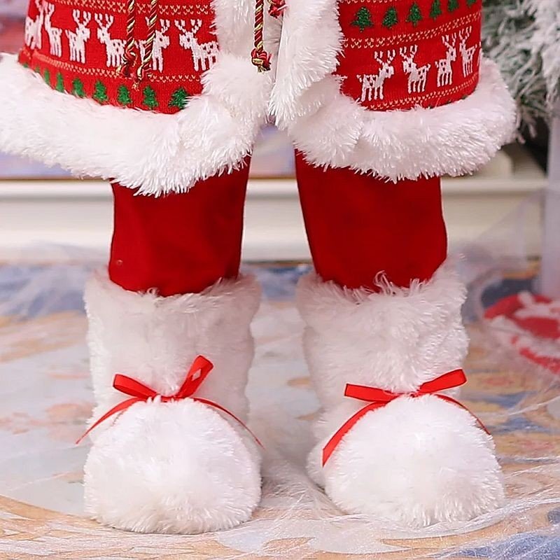 Procart Mos craciun 60 cm figurina decorativa saculet cadouri caciula cu clopotel
