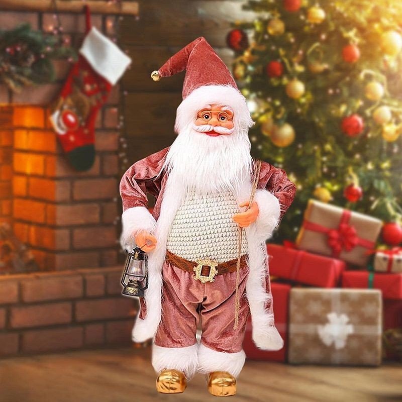 Procart Mos craciun cu felinar figurina decorativa inaltime 60 cm