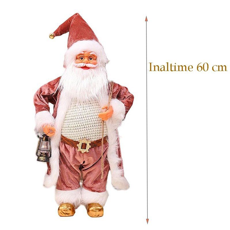 Procart Mos craciun cu felinar figurina decorativa inaltime 60 cm