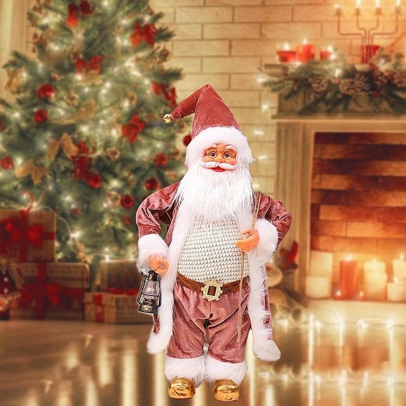 Procart Mos craciun cu felinar figurina decorativa inaltime 60 cm