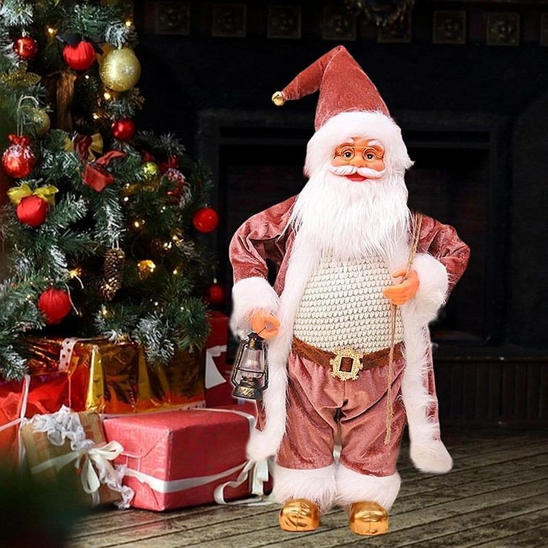 Procart Mos craciun cu felinar figurina decorativa inaltime 60 cm