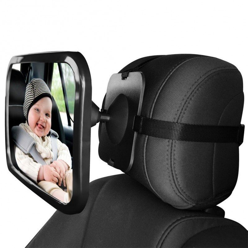 Procart Oglinda auto pentru supraveghere bebelusi rotire 360 grade fixare tetiera 30x19 cm