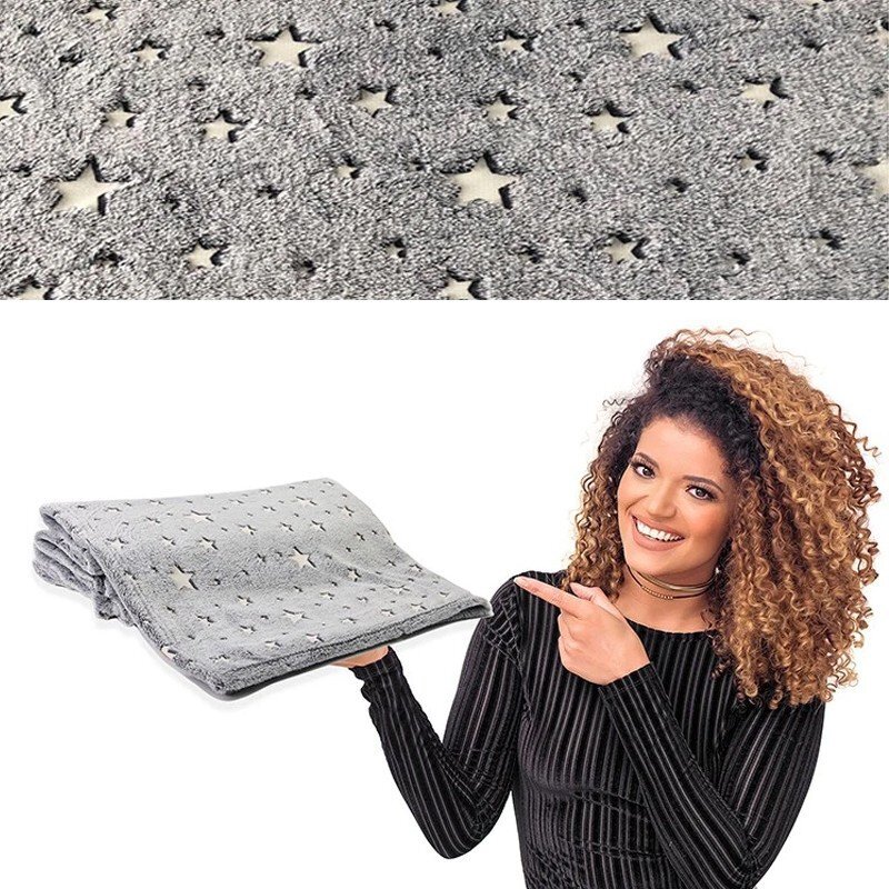 Procart Patura fosforescenta 150x200 cm stelute glow in the dark moale si confortabila