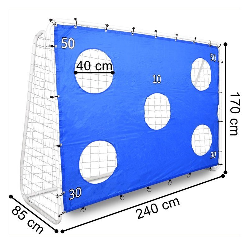 Procart Poarta de fotbal cu 5 tinte pentru antrenament 240x150x90 cm profil 32 mm otel albalbastru
