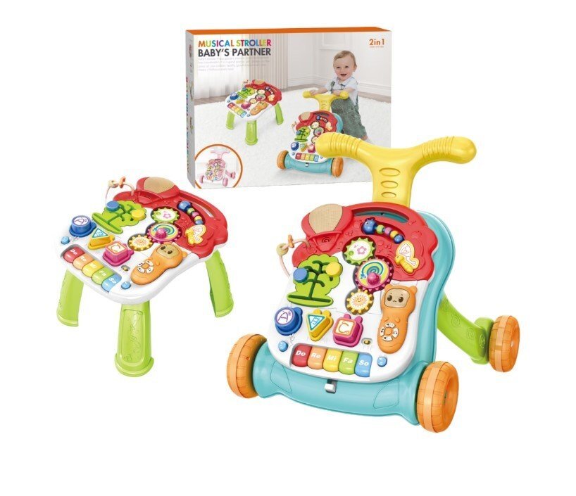 Procart Premergator interactiv multifunctional masuta activitati efecte sonore maner reglare inaltime 2 viteze ajustabile