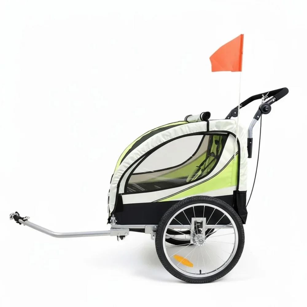 Procart Remorca de bicicleta pentru transport copii 2 locuri sigura si confortabila capacitate 40 kg