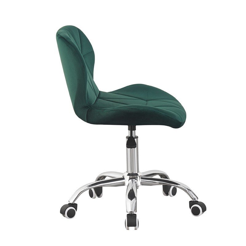 Procart Scaun birou stil scandinav tapiterie catifea reglabil pe inaltime baza otel cromat verde