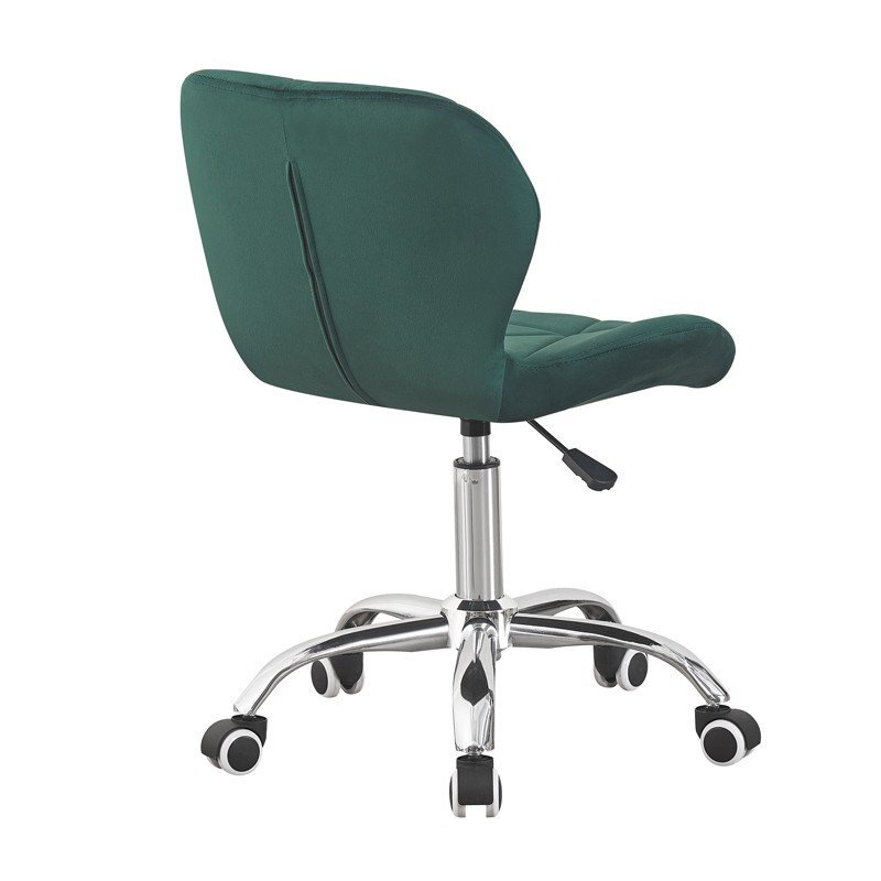 Procart Scaun birou stil scandinav tapiterie catifea reglabil pe inaltime baza otel cromat verde