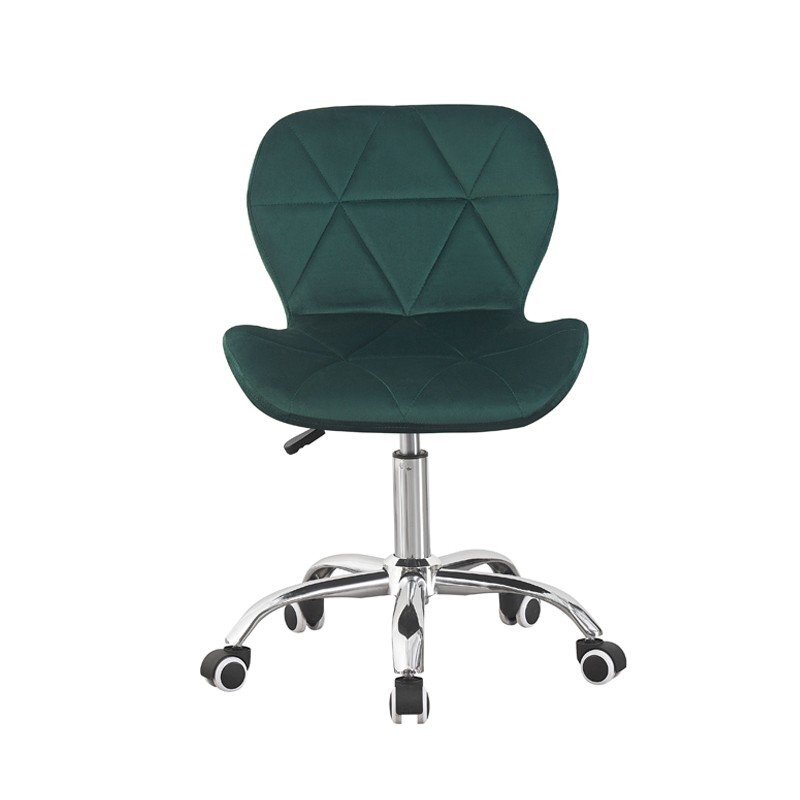 Procart Scaun birou stil scandinav tapiterie catifea reglabil pe inaltime baza otel cromat verde