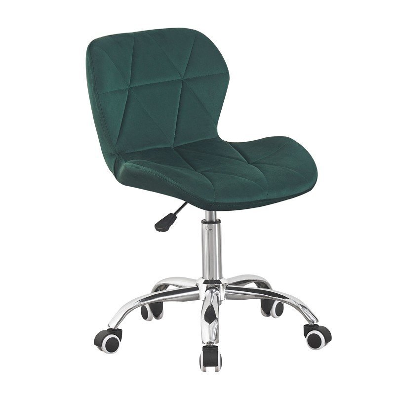 Procart Scaun birou stil scandinav tapiterie catifea reglabil pe inaltime baza otel cromat verde