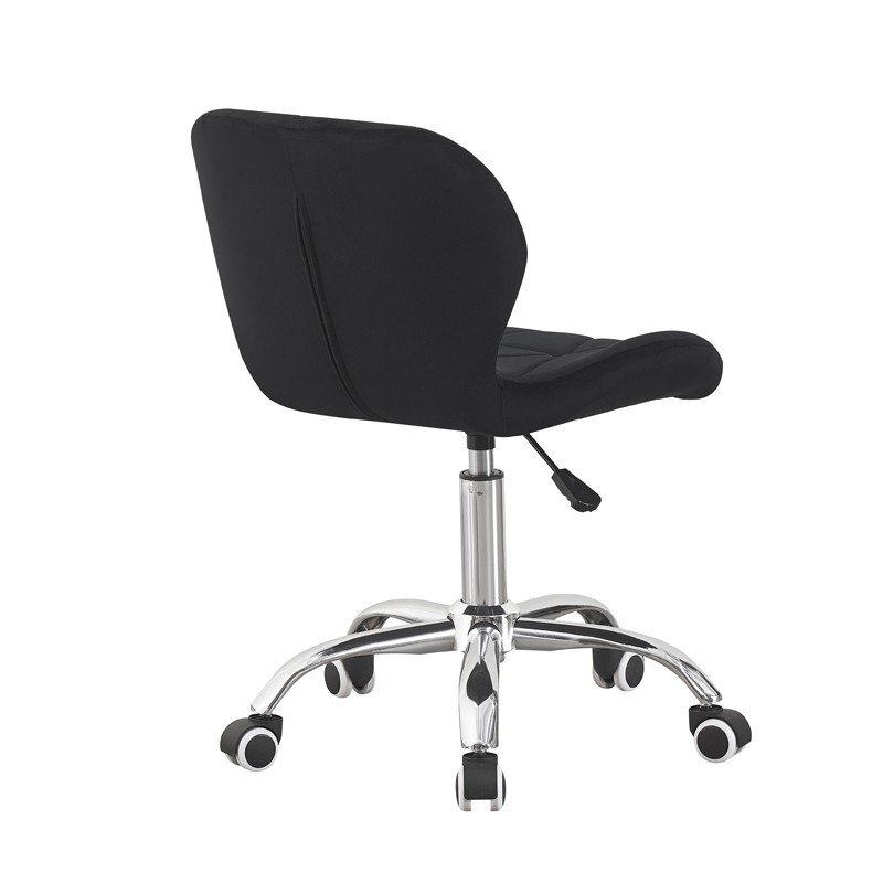 Procart Scaun de birou in stil scandinav inaltime 72-84 cm roti mobile cauciucate baza otel cromat velur negru