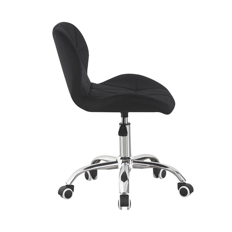 Procart Scaun de birou in stil scandinav inaltime 72-84 cm roti mobile cauciucate baza otel cromat velur negru