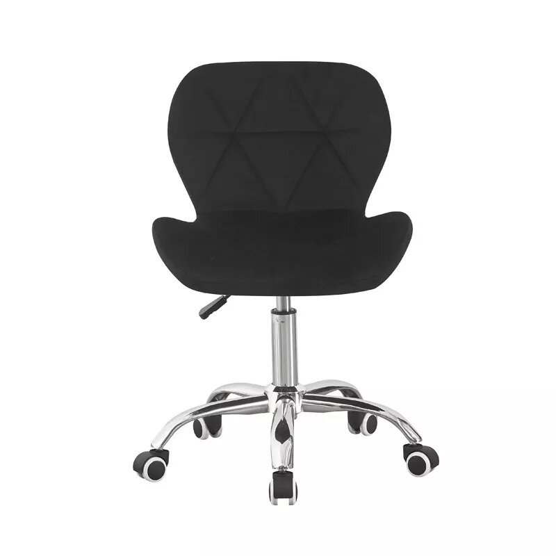 Procart Scaun de birou in stil scandinav inaltime 72-84 cm roti mobile cauciucate baza otel cromat velur negru