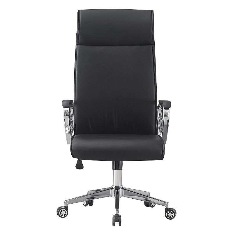 Procart Scaun ergonomic de birou piele ecologica inaltime reglabila baza si manere otel cromat negru