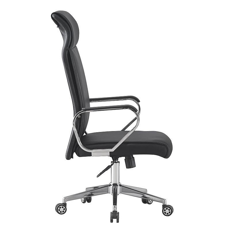 Procart Scaun ergonomic de birou piele ecologica inaltime reglabila baza si manere otel cromat negru