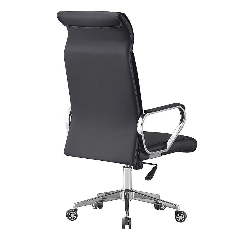 Procart Scaun ergonomic de birou piele ecologica inaltime reglabila baza si manere otel cromat negru