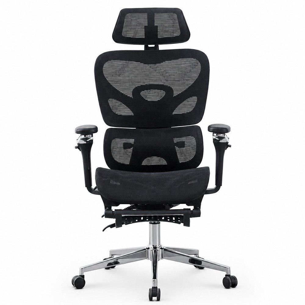 Procart Scaun ergonomic de birou sezut reglabil pe adancime cotiere 5d spatar si tetiera reglabile suport picioare mesh culoare negru