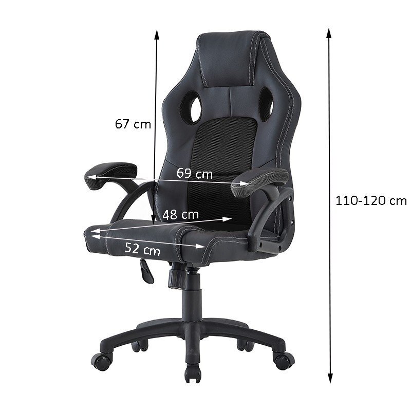 Procart Scaun ergonomic gaming inaltime reglabila tetiera si cotiere capitonate maxim 150 kg rotire 360 grade pvc si mesh