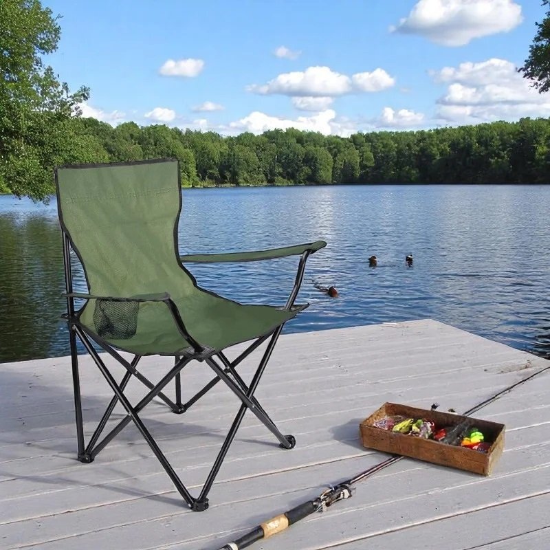 Procart Scaun pentru camping pliabil si portabil suport pahar 50x82x80 cm verde