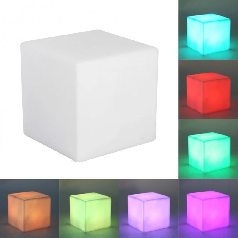 Procart Taburet tip cub iluminat led 40x40 cm 16 culori 4 moduri control telecomanda