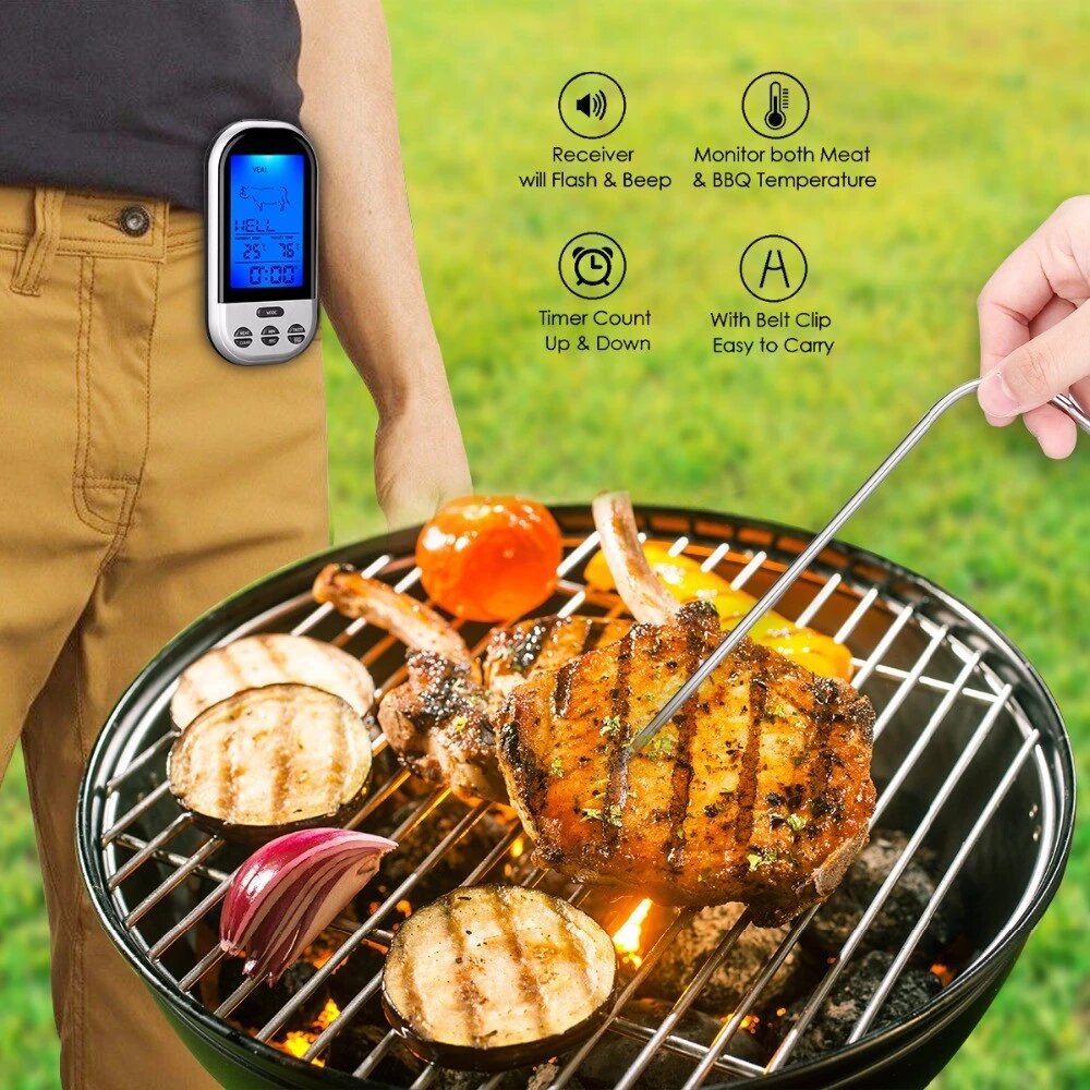 Procart Termometru digital de bucatarie prevazut cu sonda citire instantanee wireless ecran lcd