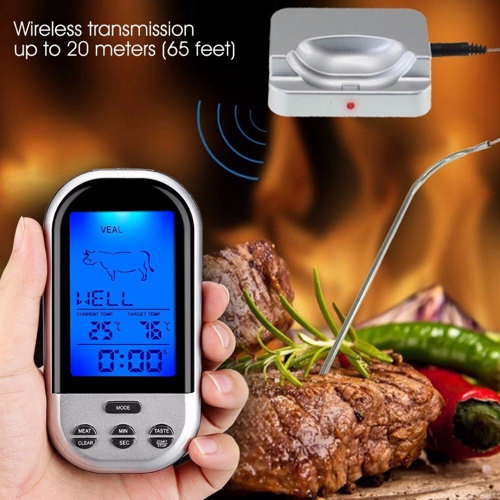 Procart Termometru digital de bucatarie prevazut cu sonda citire instantanee wireless ecran lcd