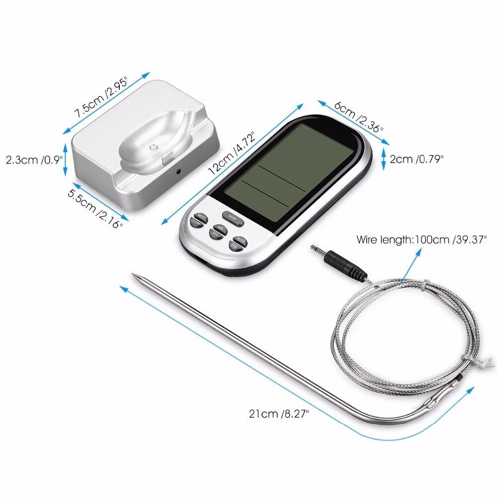 Procart Termometru digital de bucatarie prevazut cu sonda citire instantanee wireless ecran lcd