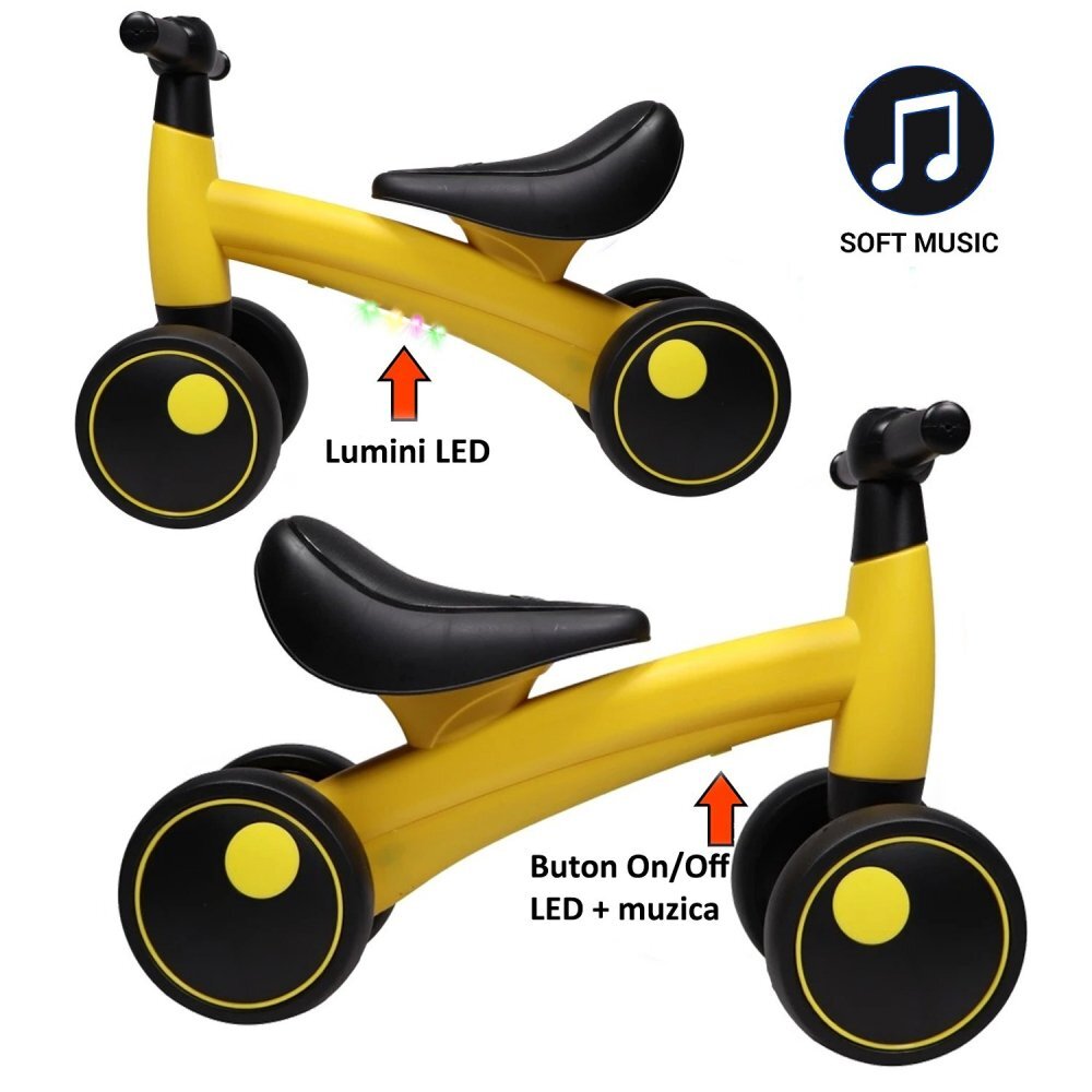Procart Vehicul pentru copii cu 4 roti luminite led muzica 1-3 ani