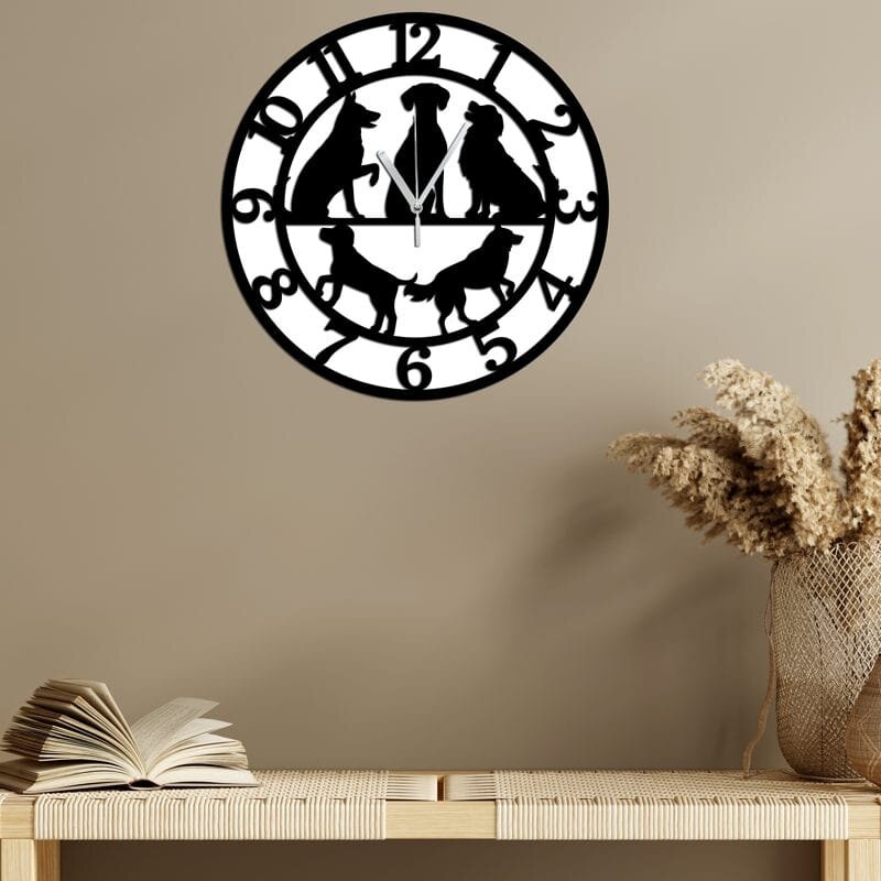 Promotional Print Ceas de perete model Caini material MDF diametru 30 cm