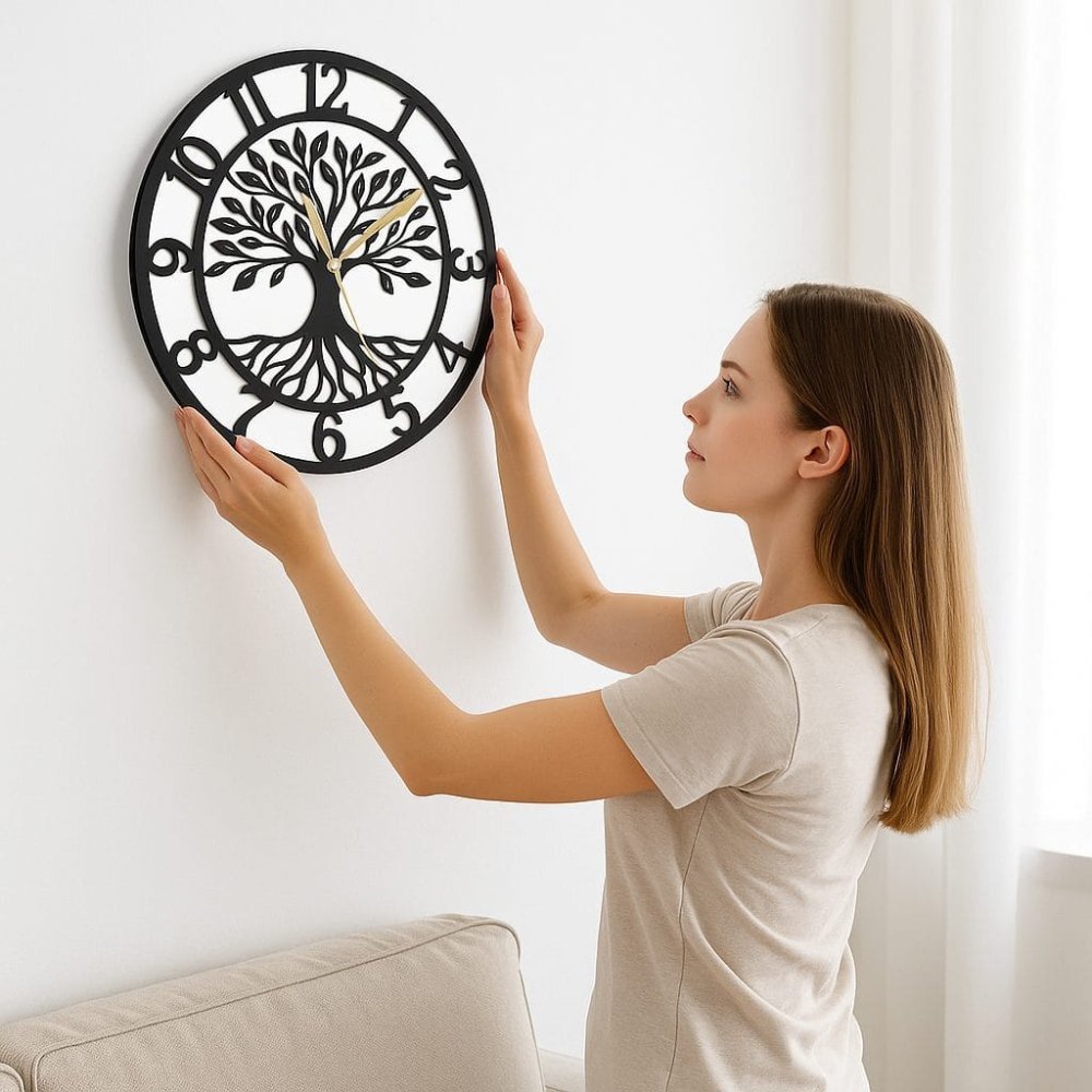 Promotional Print Ceas de perete model Copacul VietiiTree of Life material MDF diametru 30 cm