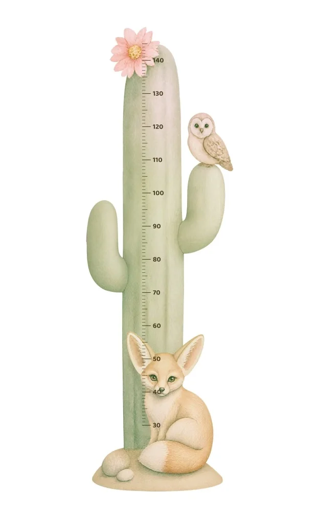 Promotional Print Metru de masurat copii Cactusul vesel autocolant textil Premium repozitionabil 47x142 cm