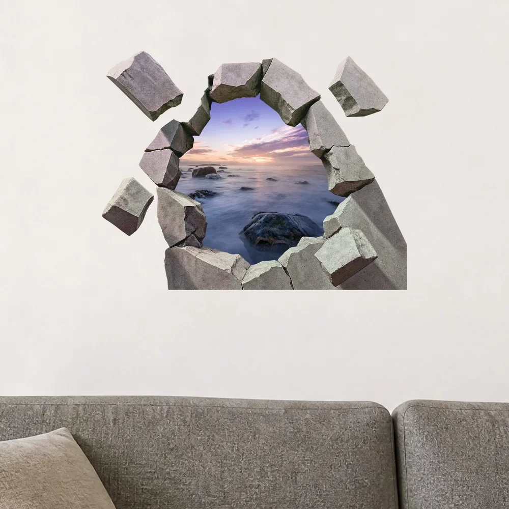 Promotional Print Sticker perete 3D Apus peste stanci autocolant textil Premium repozitionabil 53x46 cm