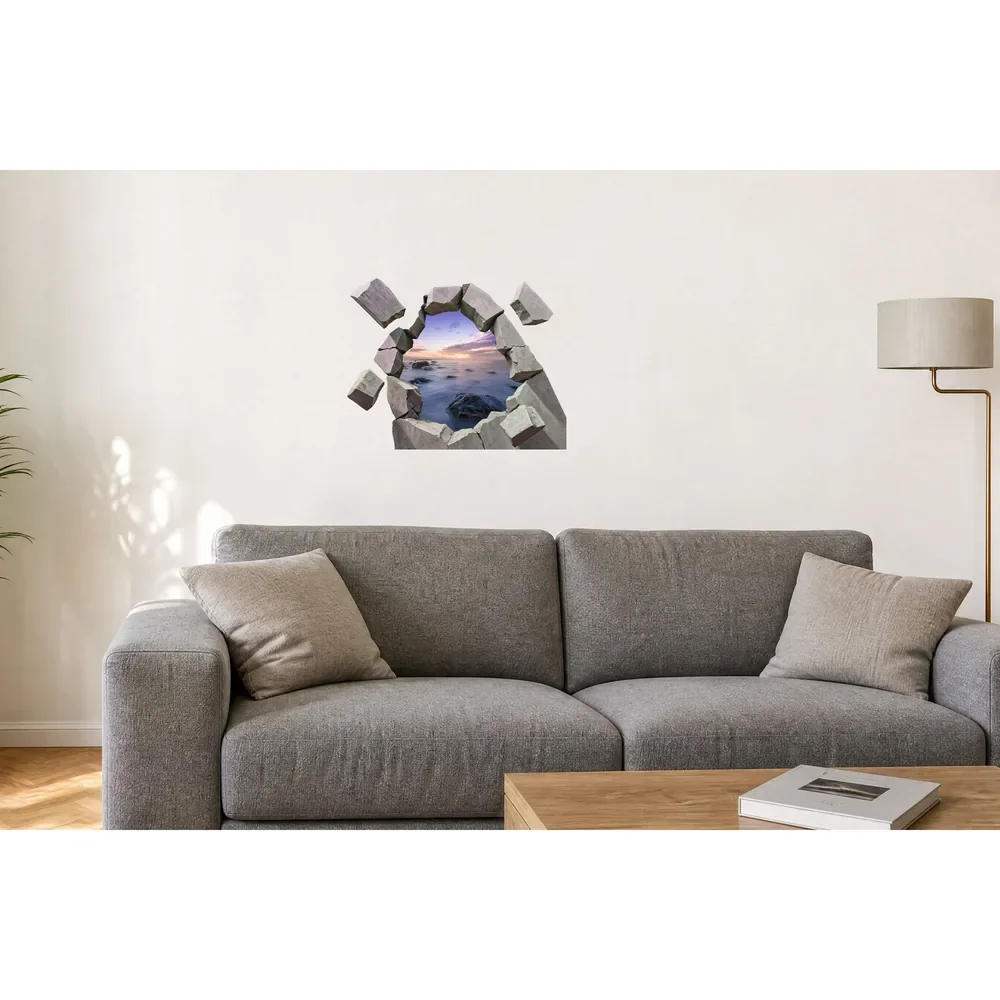 Promotional Print Sticker perete 3D Apus peste stanci autocolant textil Premium repozitionabil 53x46 cm