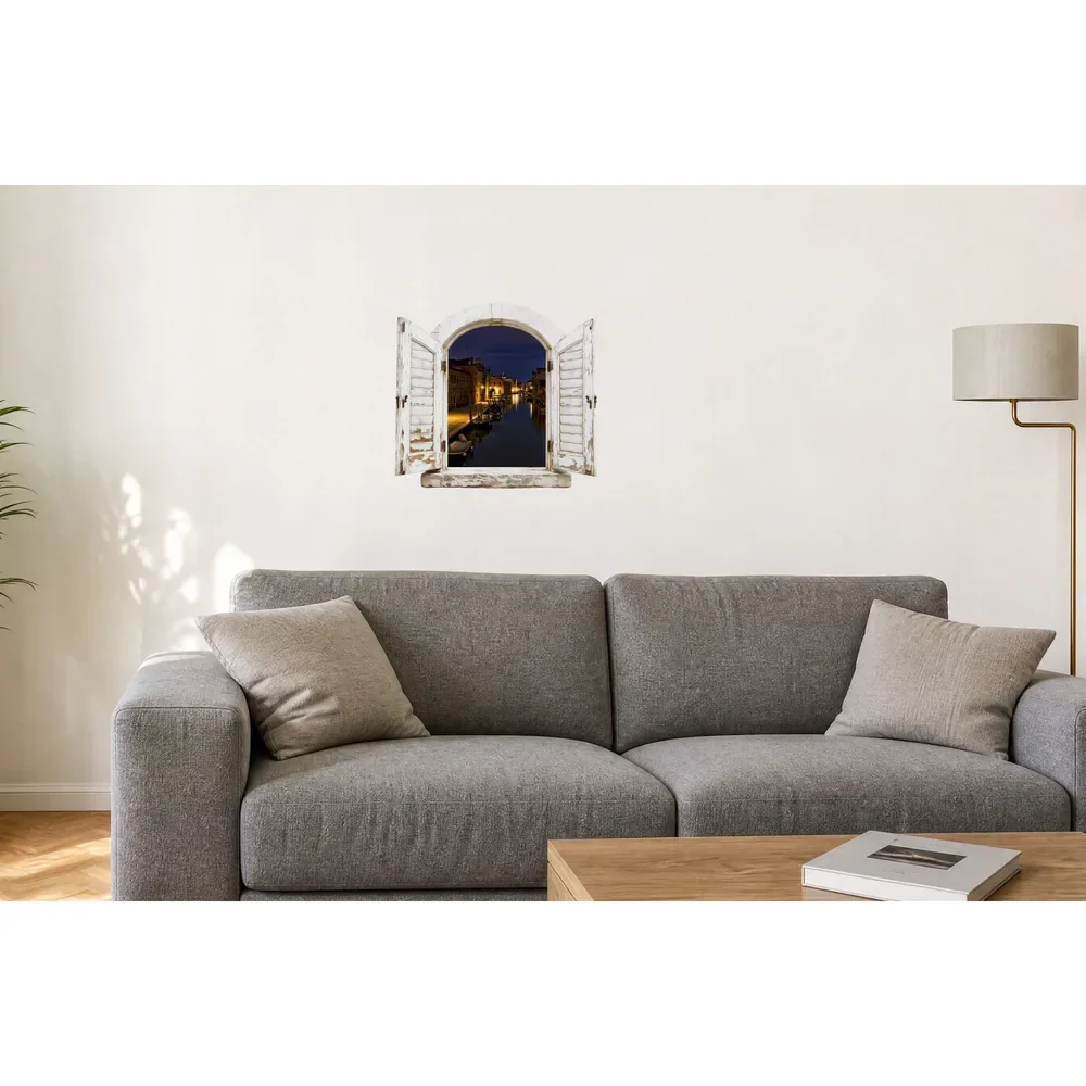 Promotional Print Sticker perete 3D Canal venetian autocolant textil Premium repozitionabil 51x47 cm