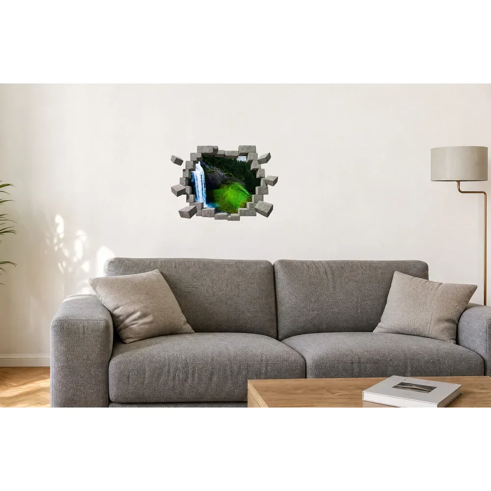 Promotional Print Sticker perete 3D Cascada in muschi autocolant textil Premium repozitionabil 60x42 cm
