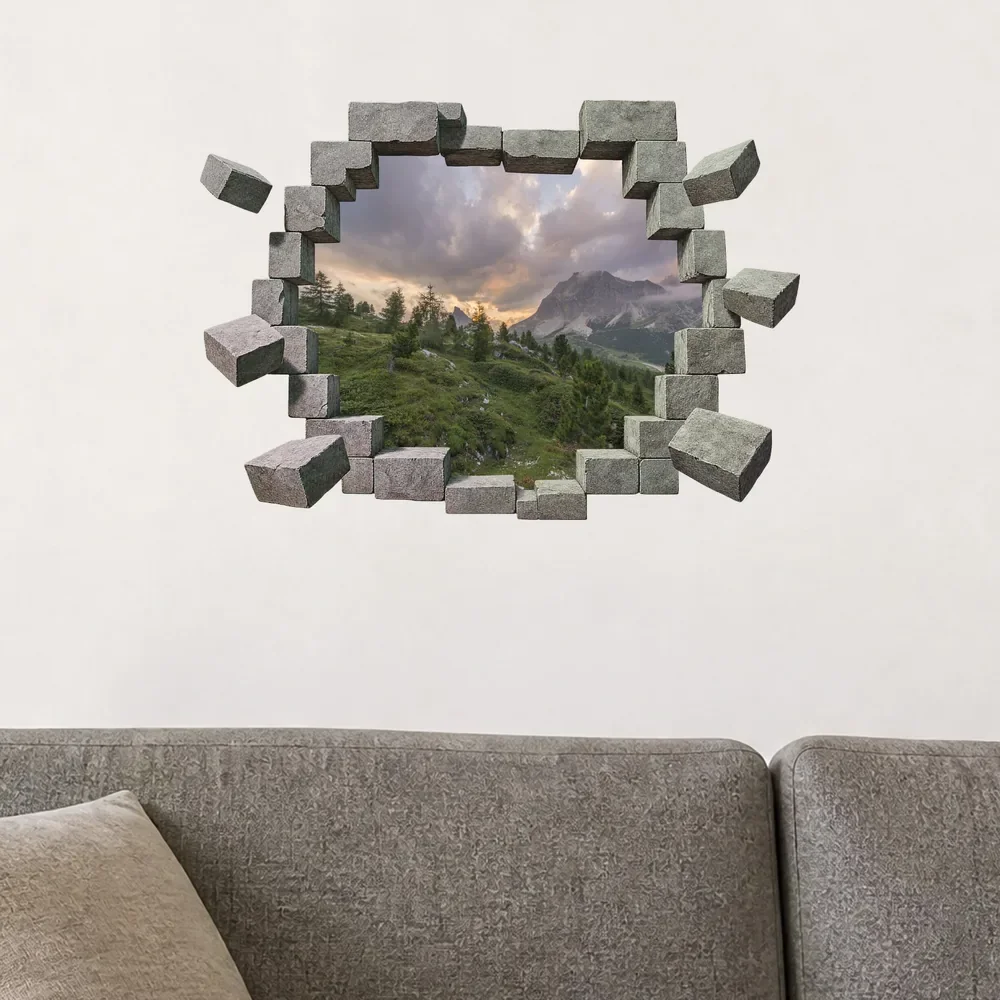 Promotional Print Sticker perete 3D Dolomiti la asfintit autocolant textil Premium repozitionabil 60x42 cm
