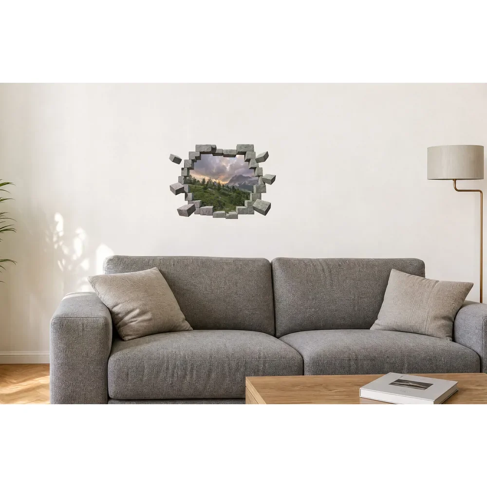 Promotional Print Sticker perete 3D Dolomiti la asfintit autocolant textil Premium repozitionabil 60x42 cm