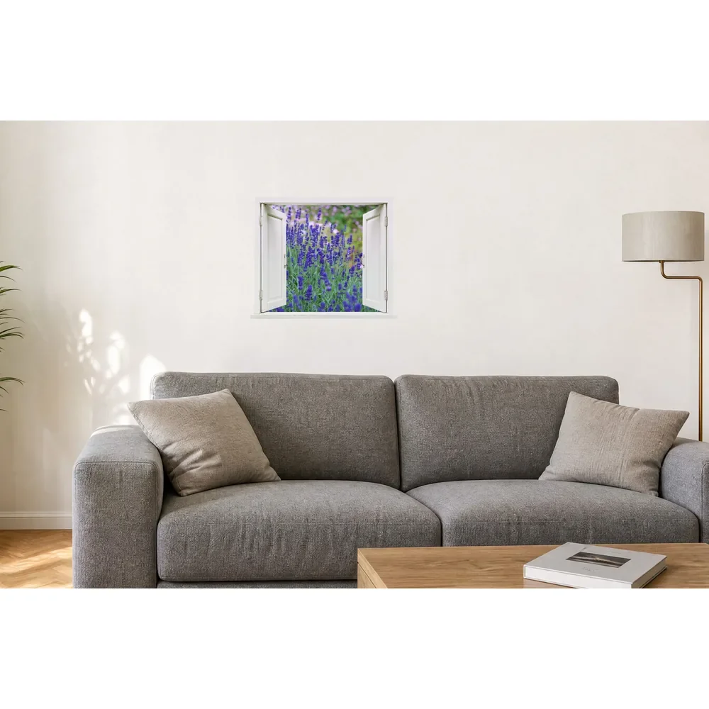 Promotional Print Sticker perete 3D Lan de lavanda autocolant textil Premium repozitionabil 56x47 cm
