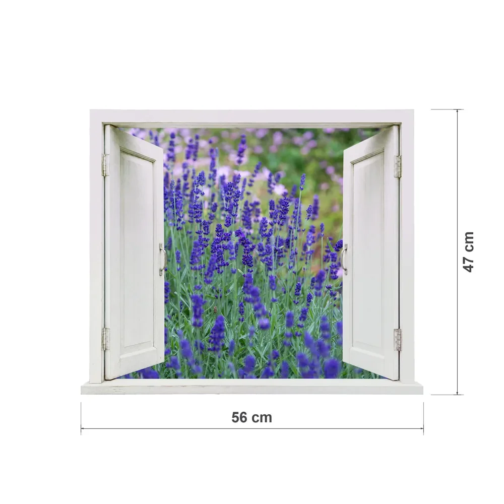 Promotional Print Sticker perete 3D Lan de lavanda autocolant textil Premium repozitionabil 56x47 cm
