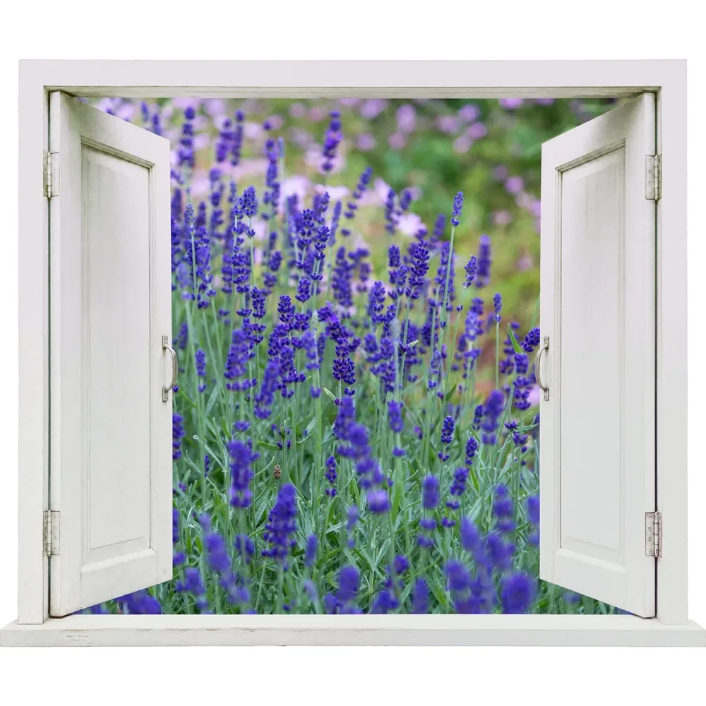 Promotional Print Sticker perete 3D Lan de lavanda autocolant textil Premium repozitionabil 56x47 cm