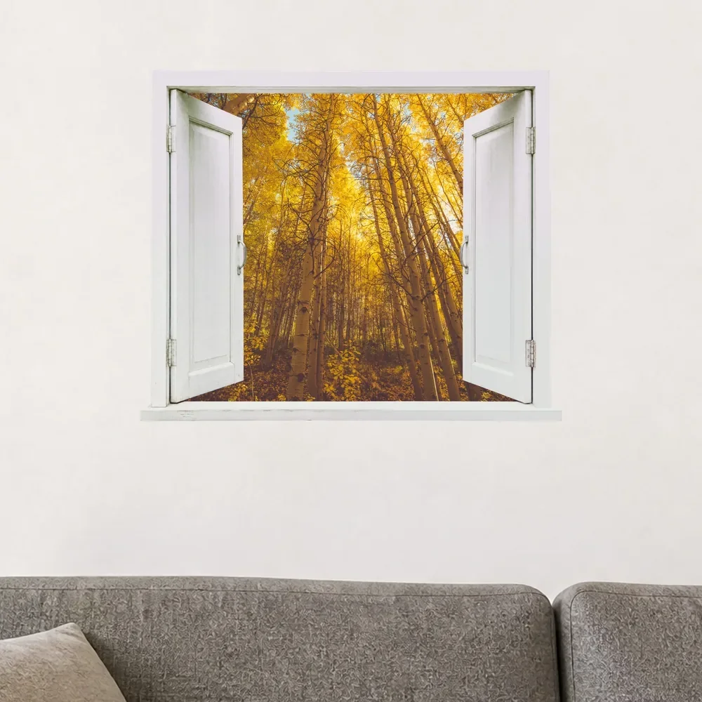 Promotional Print Sticker perete 3D Plopi de toamna autocolant textil Premium repozitionabil 56x47 cm