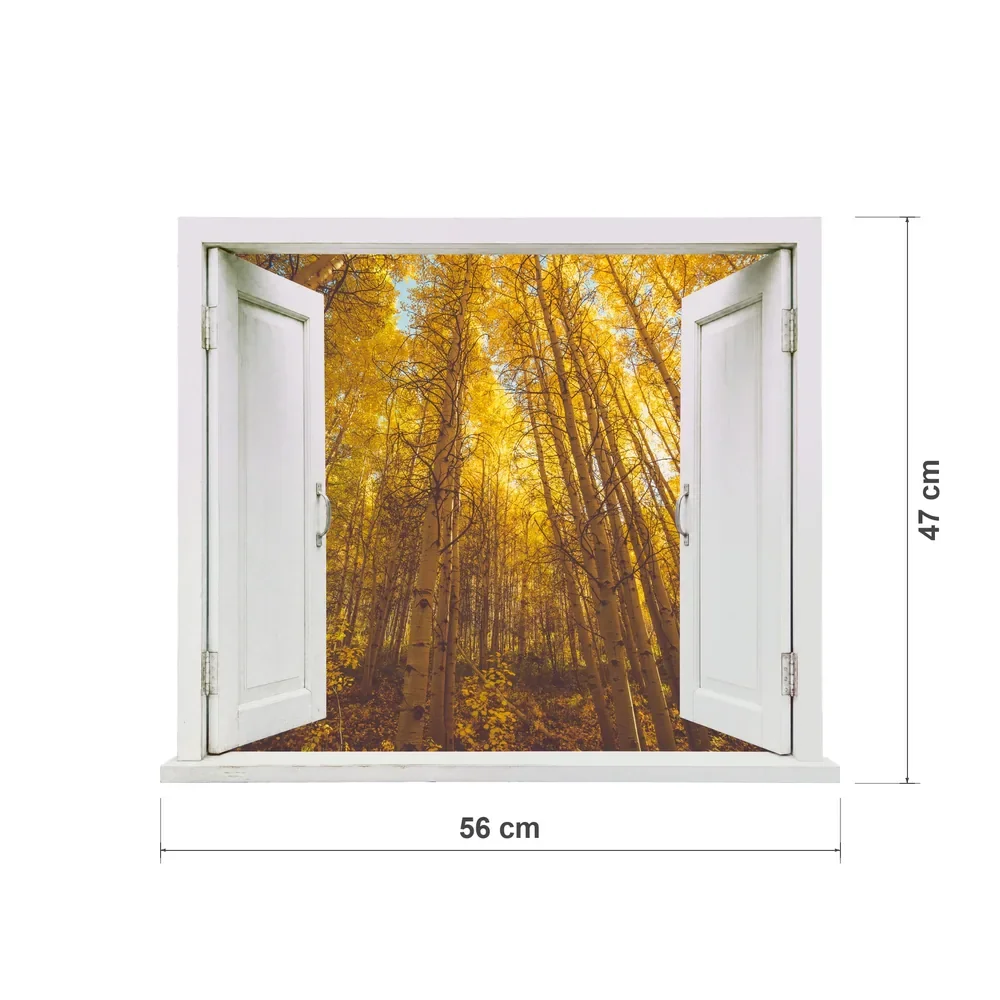 Promotional Print Sticker perete 3D Plopi de toamna autocolant textil Premium repozitionabil 56x47 cm