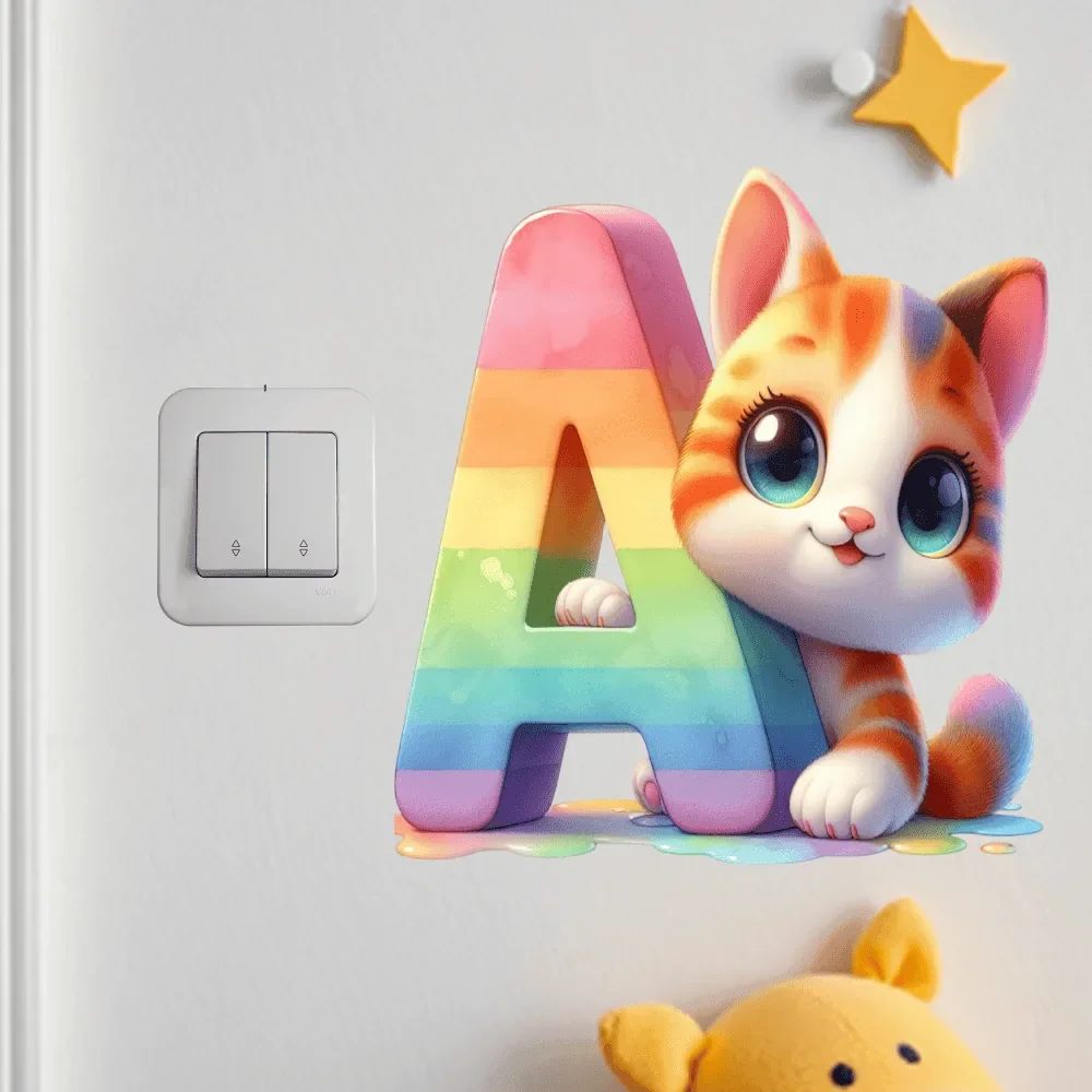 Promotional Print Sticker perete cu litera A si pisicuta pentru camera copilului