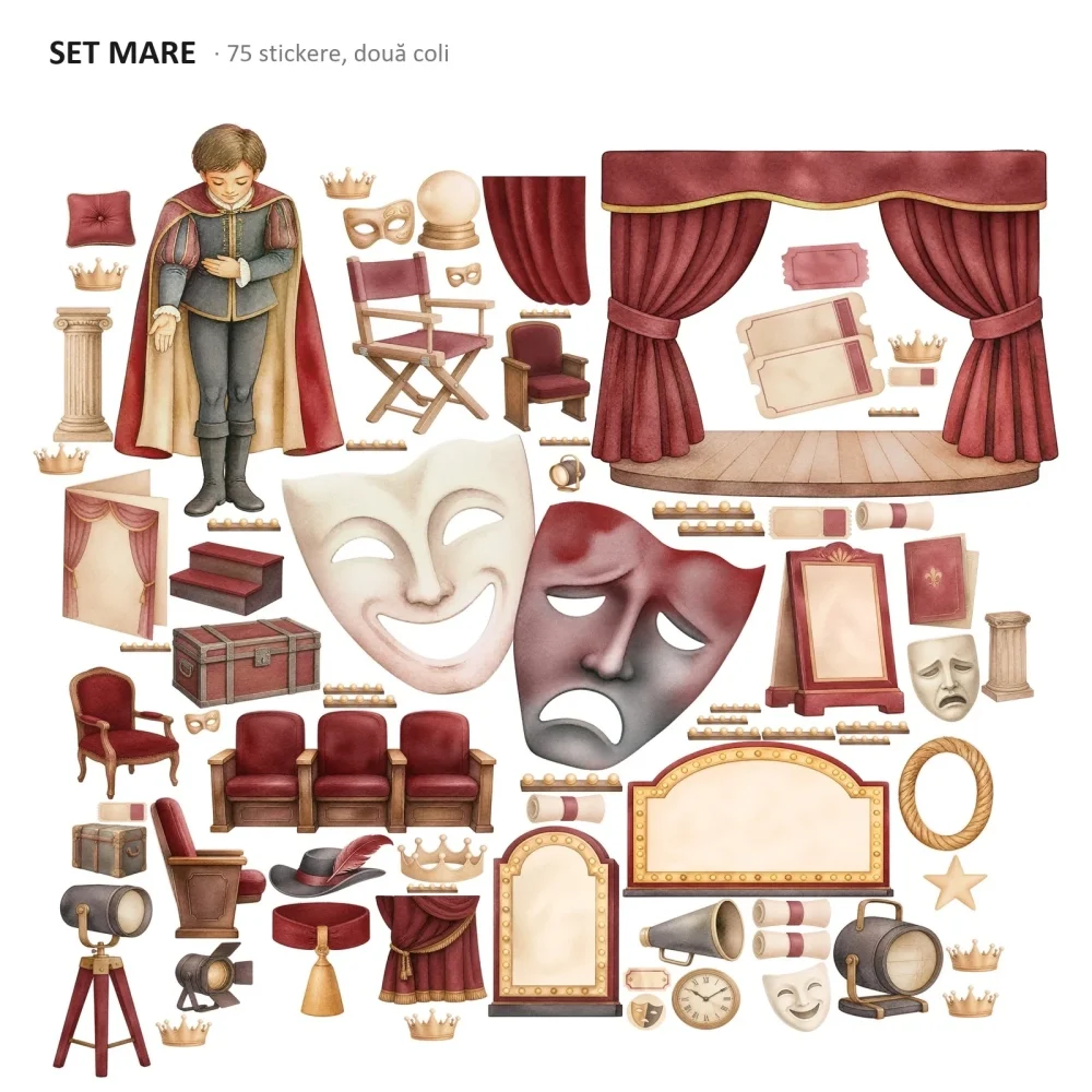 Promotional Print Stickere perete Teatru pentru camera copilului autocolant textil premium repozitionabil set mare