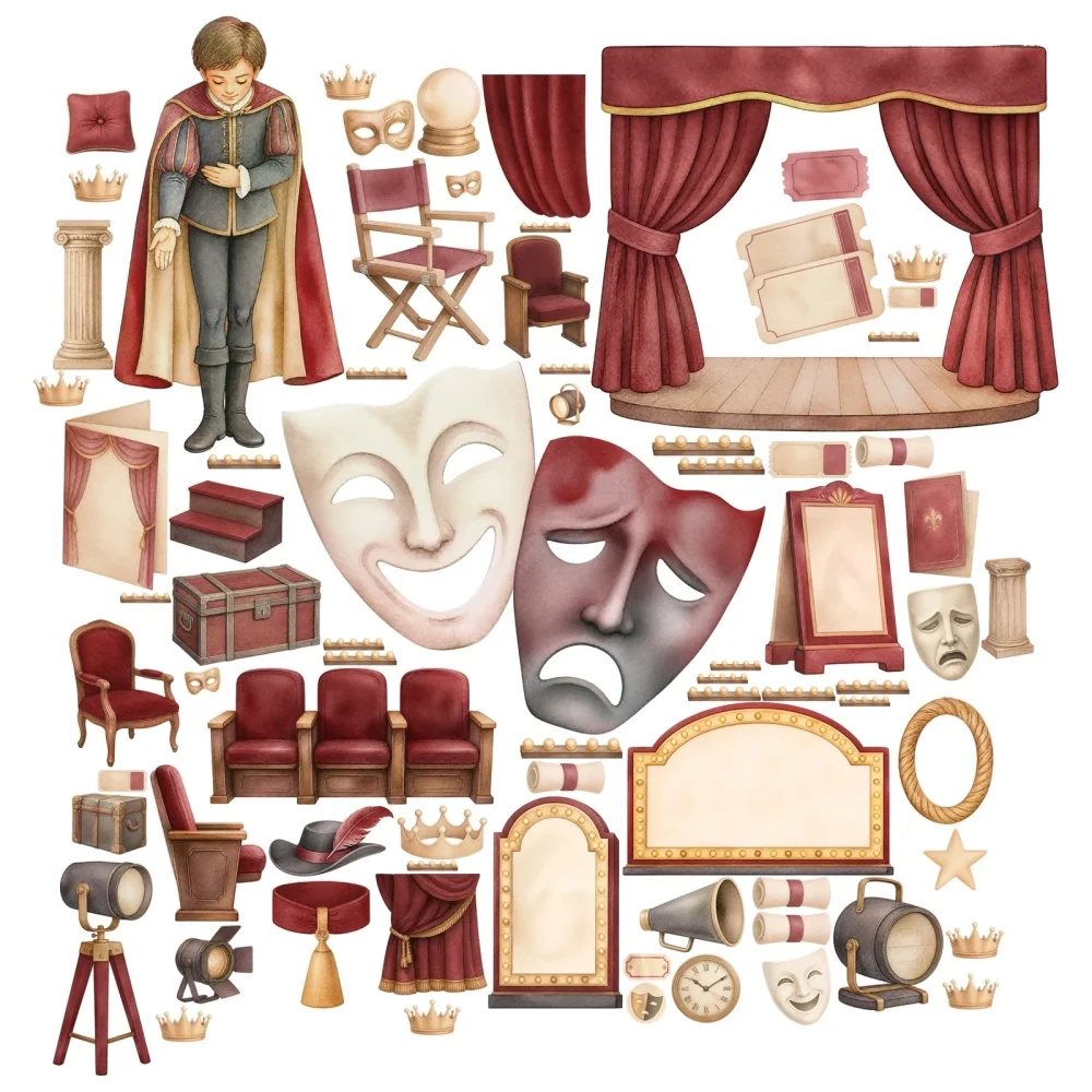 Promotional Print Stickere perete Teatru pentru camera copilului autocolant textil premium repozitionabil set mare