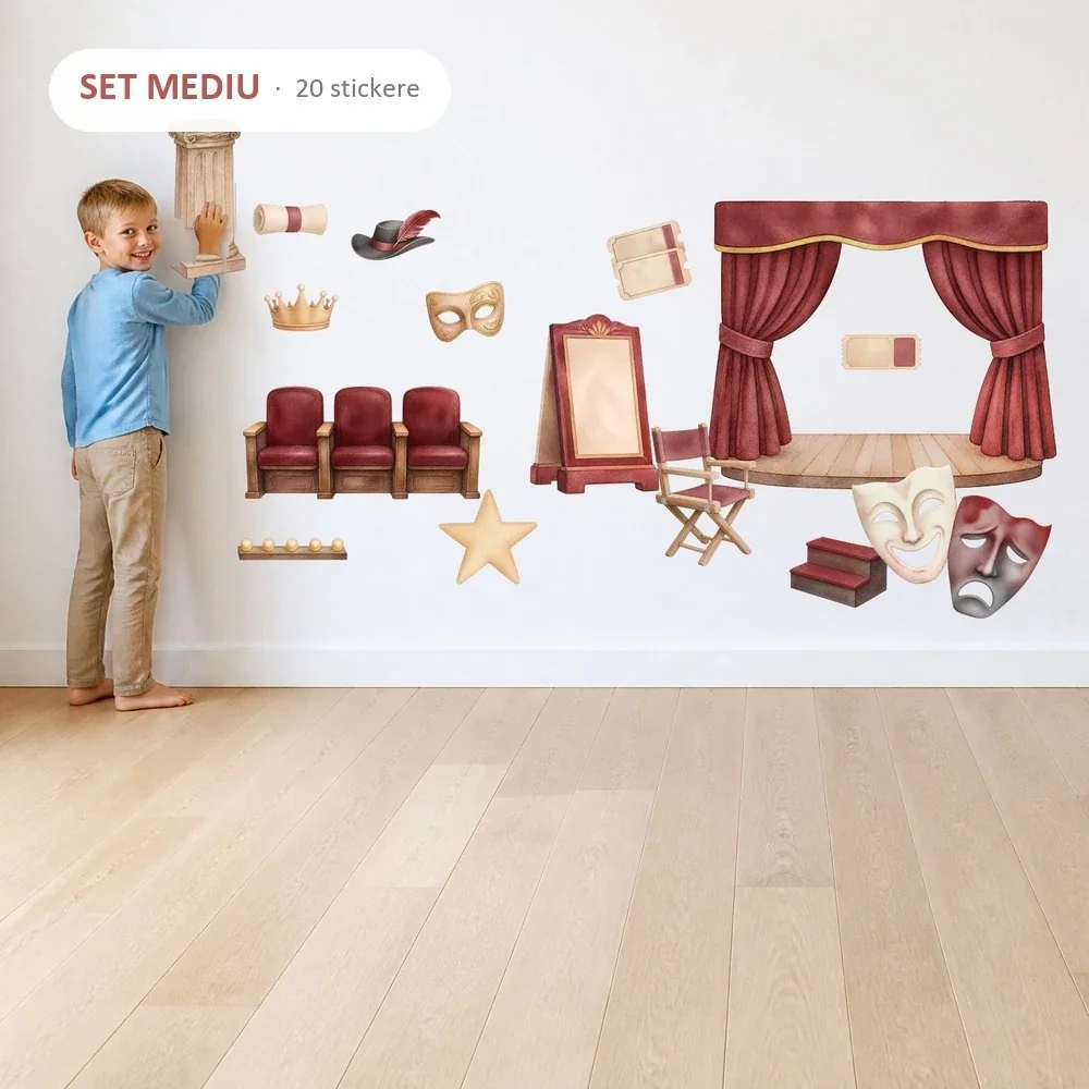 Promotional Print Stickere perete Teatru pentru camera copilului autocolant textil premium repozitionabil set mediu