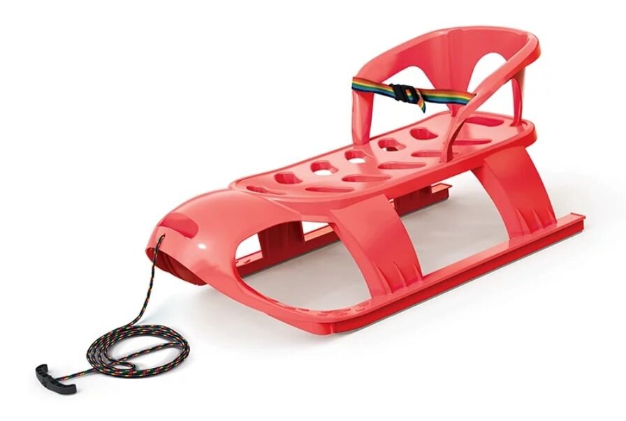 Prosperplast Sanie pentru copii Bezzy Rosie cu sina alunecare din otel si spatar 87x45x26 cm